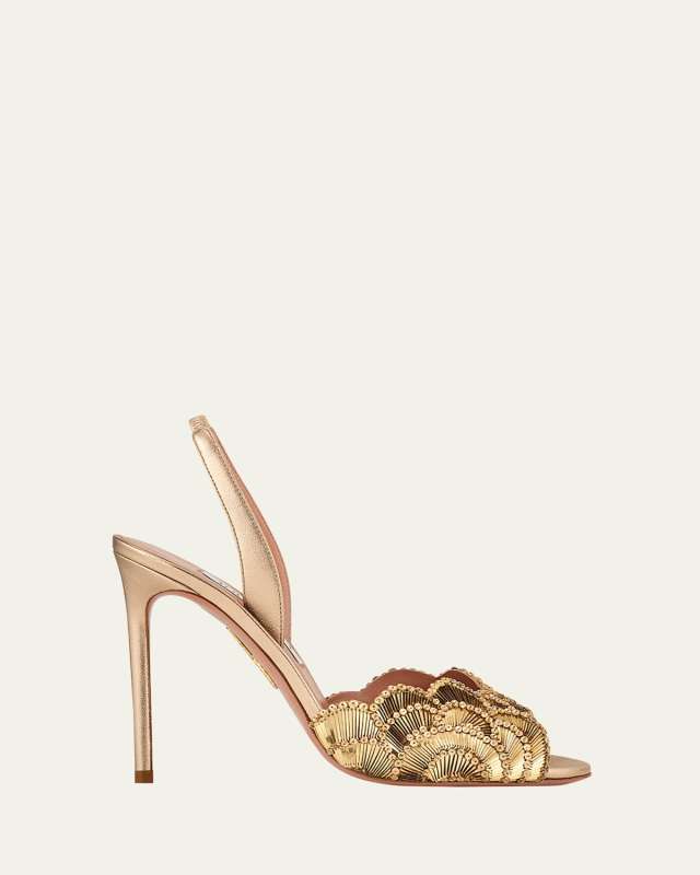 105mm Ce Soir Sequined Leather Slingback Sandals